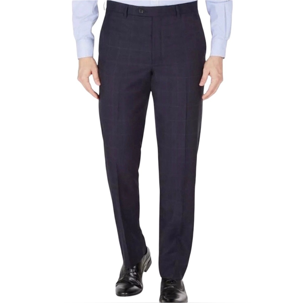Lauren Ralph Lauren Mens Pants Size 38 x 30 Blue Windowpane Plaid Wool New